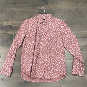 Men's Pink Floral Button-Up Shirt